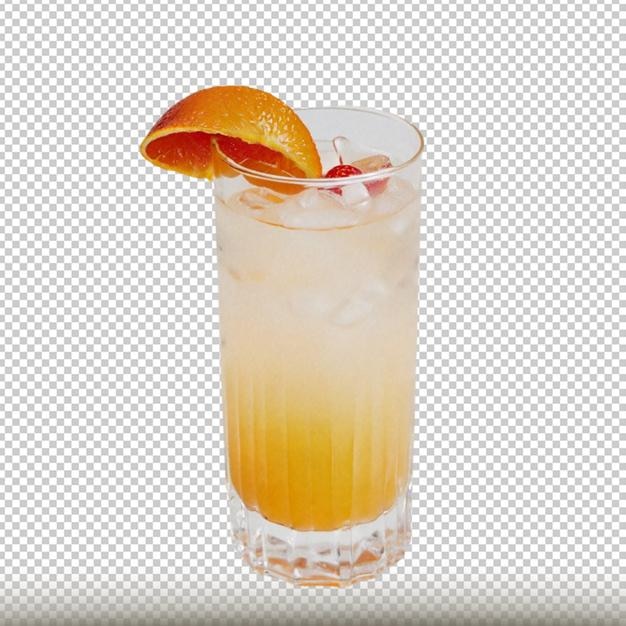 Cocktail avec une orange isolée sur un fond transparent