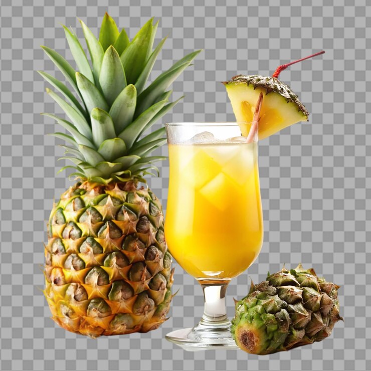 PSD cocktail de piña bebida de frutas sobre un fondo transparente