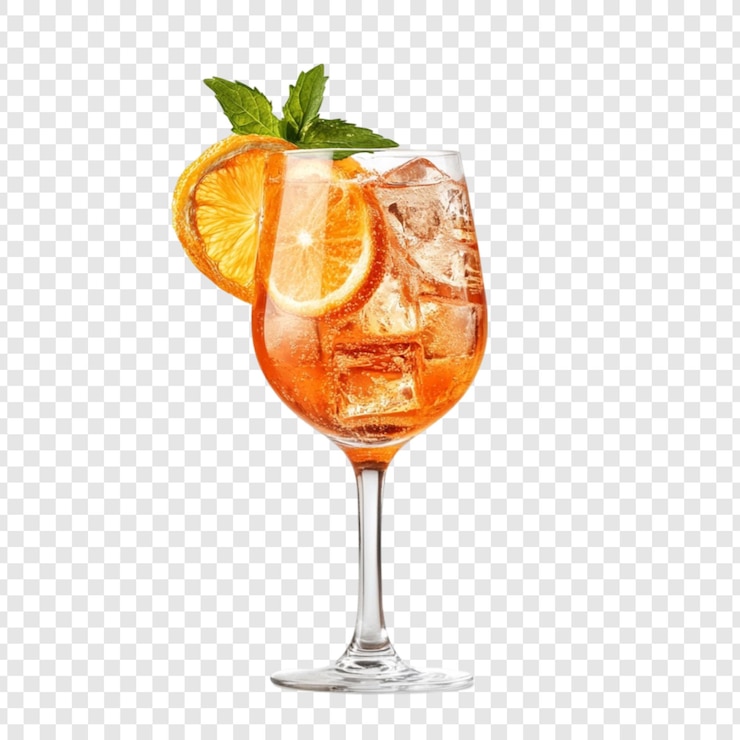PSD cocktail rafraîchissant aperol spritz avec orange et menthe