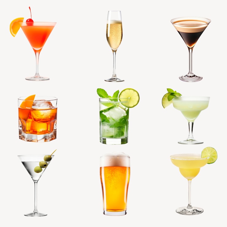PSD des cocktails et des boissons colorés