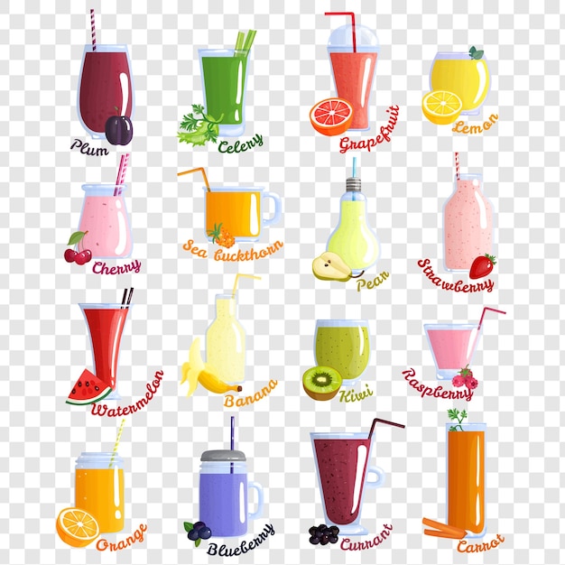 Cocktails isolados em fundo transparente