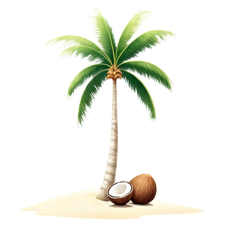 PSD un coco y un coco están en la playa