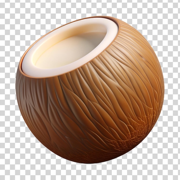 Coco de dibujos animados en 3D aislado sobre un fondo transparente