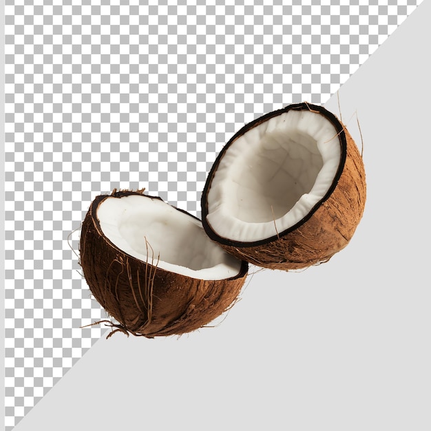coco dividido em meio fundo transparente