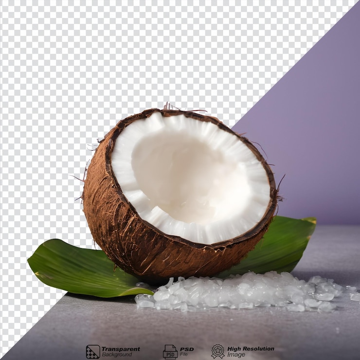 PSD coco fresco y leche aislados sobre un fondo transparente