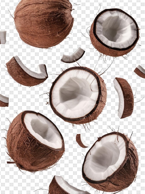 PSD un coco con una imagen de cocos en un fondo blanco