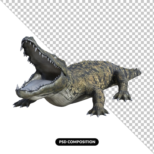 PSD cocodrilo aislado render 3d