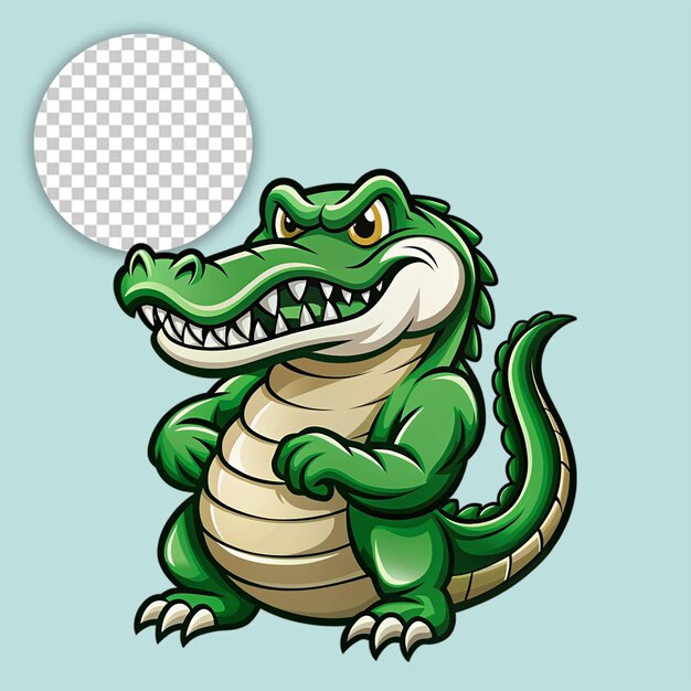 Cocodrilo en estilo de dibujos animados divertidos sobre un fondo transparente