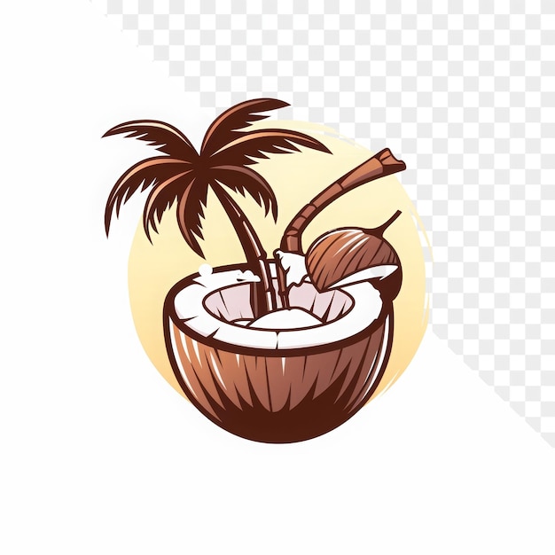 PSD a coconut and coconut coconut in a coconut bowl