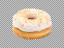 PSD coconut cream donut isolado fundo transparente