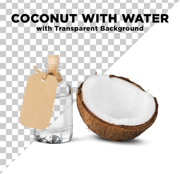 Coconut with Water in Container Photo PSD Transparent Background