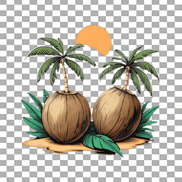 PSD coconuts isolated on transparent background
