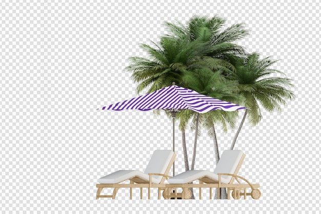 PSD cocoteros con sillón en render 3d