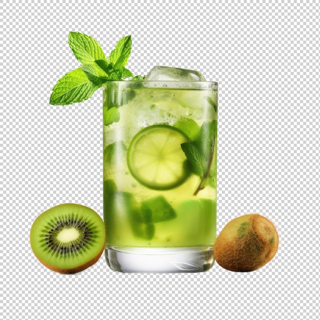 Cóctel Kiwi Mojito aislado sobre fondo transparente IA generativa