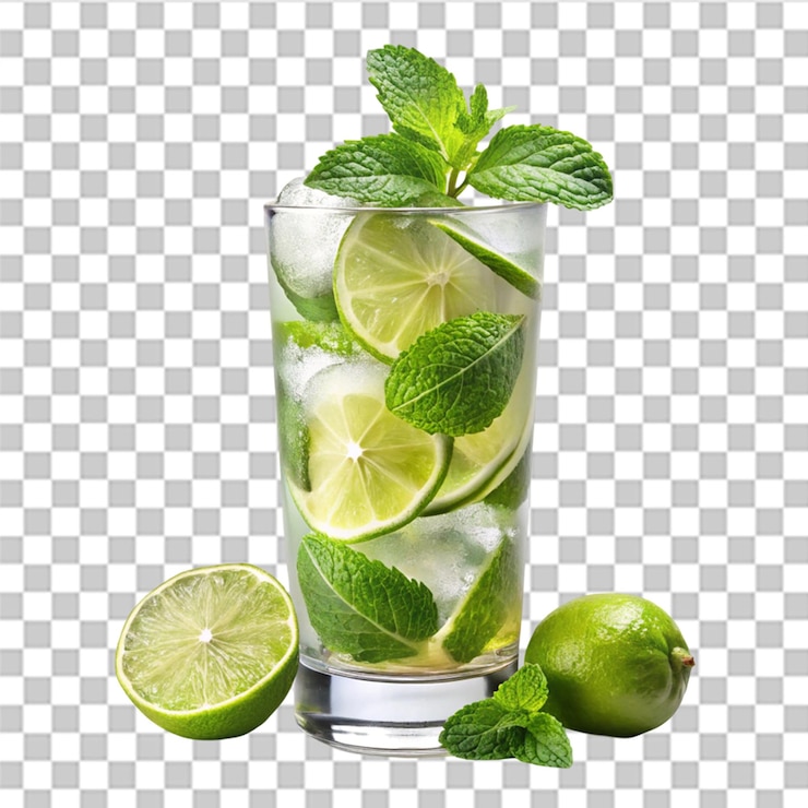 PSD cóctel de mojito aislado sobre un fondo transparente