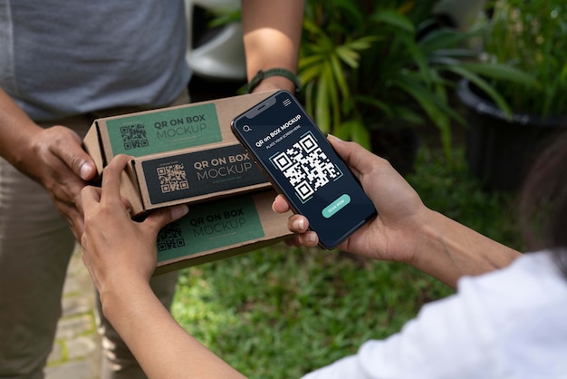 Code qr sur la conception de la maquette de la boîte