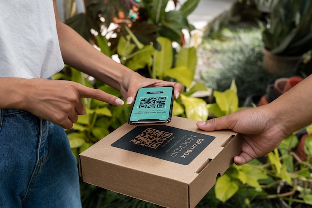 Code qr sur la conception de la maquette de la boîte