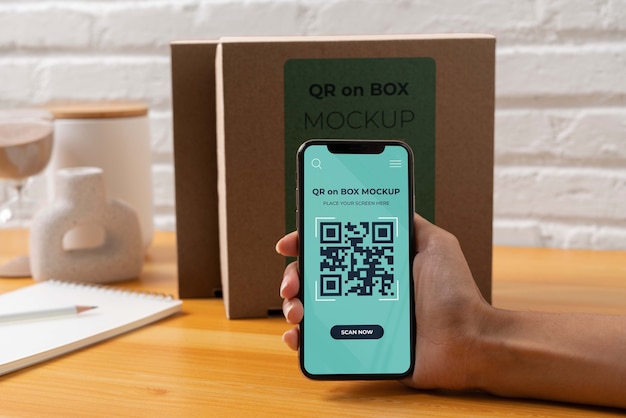Code qr sur la conception de la maquette de la boîte