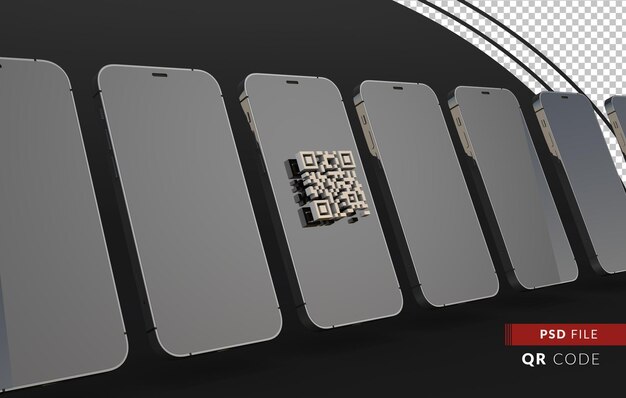 Codice qr e concetto di identificazione digitale dello smartphone. rendering 3d