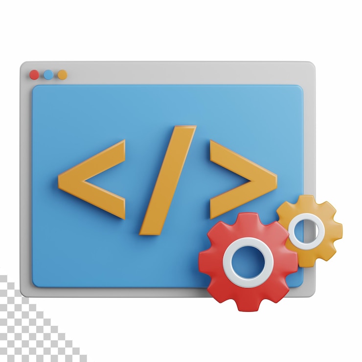 PSD la codificación de renderizado 3d aislada es útil para la tecnología, la programación, el desarrollo, la codificación, el software, la aplicación, la computación, el servidor y el elemento de diseño de conexión