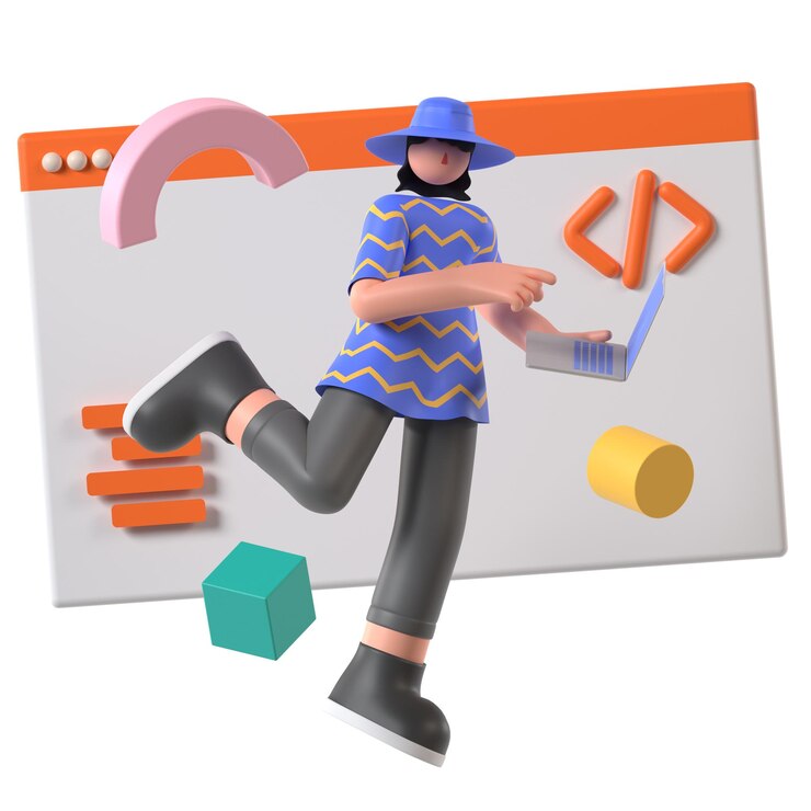 PSD codificazione programmatore sviluppo di progetti illustrazione 3d