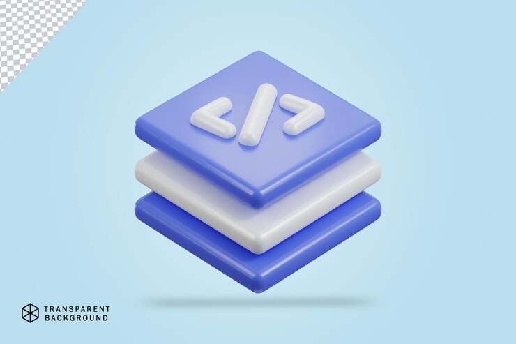 PSD código 3d programación de íconos símbolos software y desarrollo web diseño de icono