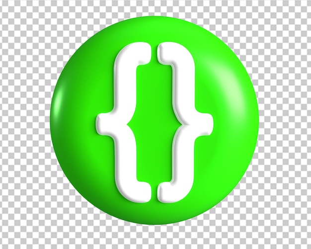 PSD código css círculo verde icono 3d render
