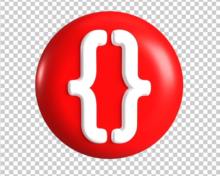 PSD código css icono de círculo rojo render 3d