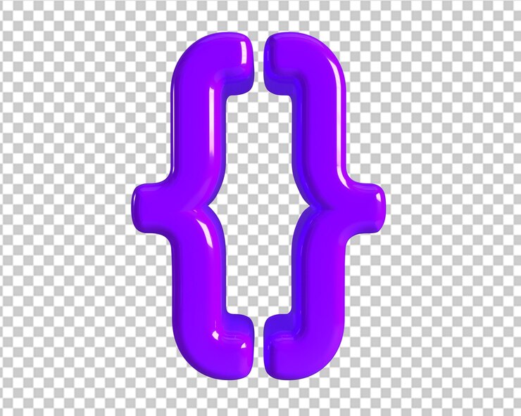 PSD código css icono púrpura render 3d