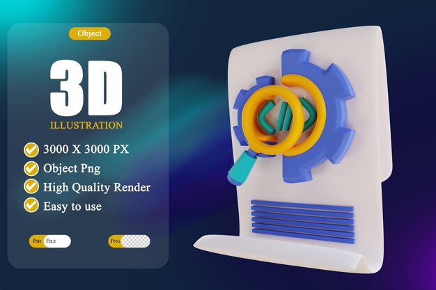 PSD código de pesquisa de ilustração 3d 2