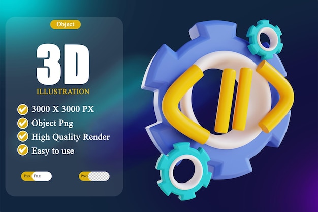 Código de engranaje de ilustración 3D 2