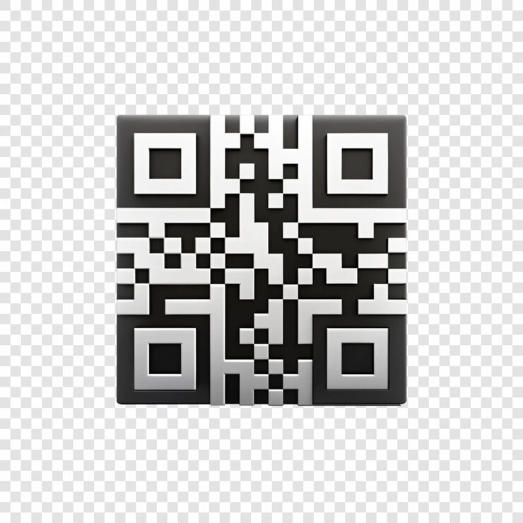PSD código qr en fondo transparente