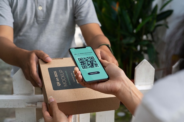 Código QR no design de maquete de caixa