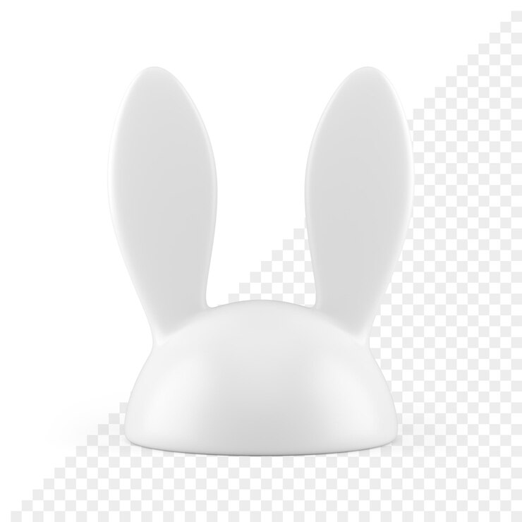 PSD coelho de orelhas compridas bugiganga de cerâmica branca cocar de páscoa elemento de decoração ícone 3d realista