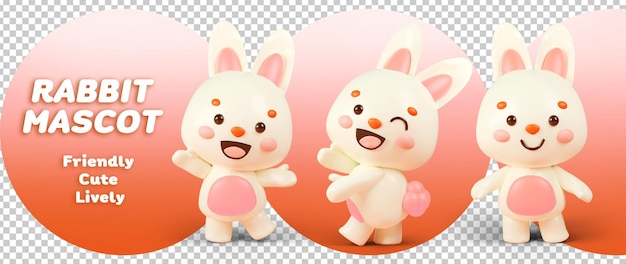 Coelho mascote de personagem fofo 3D