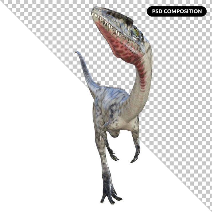 PSD coelophysis dinosaurio aislado 3d render
