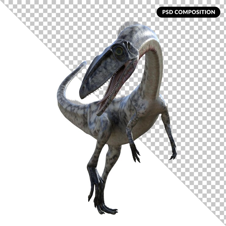 PSD coelophysis dinosaurio aislado 3d render