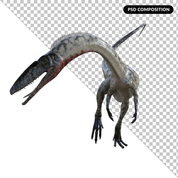 PSD coelophysis dinosaurio aislado 3d render