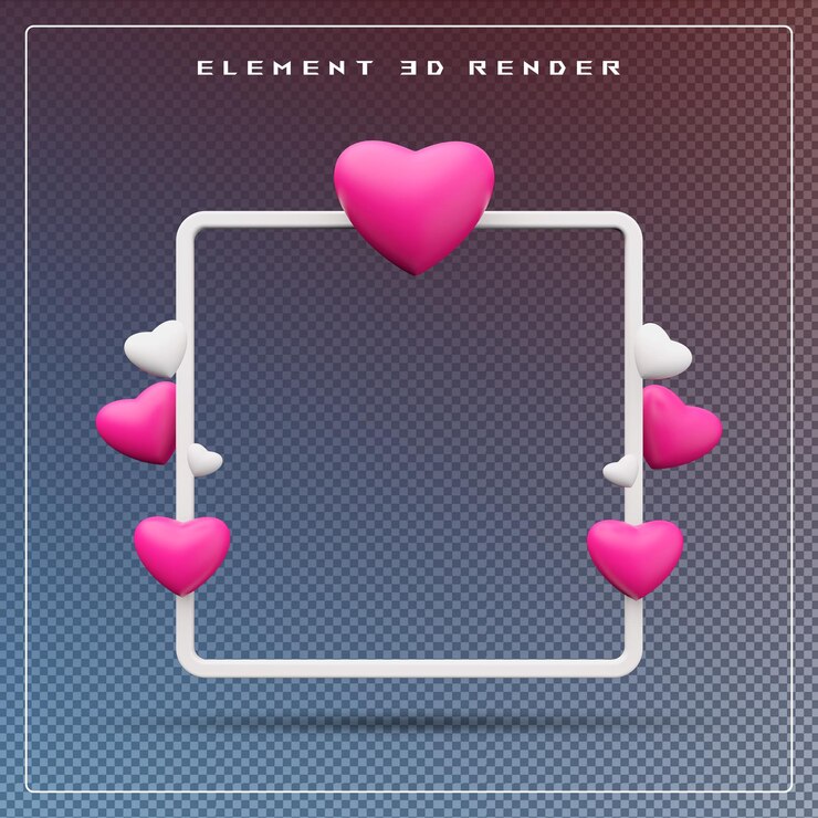 PSD cœur 3d avec cadre
