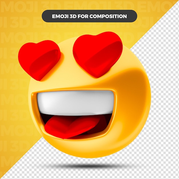 PSD coeur d'amour emoji rendu 3d pour la composition