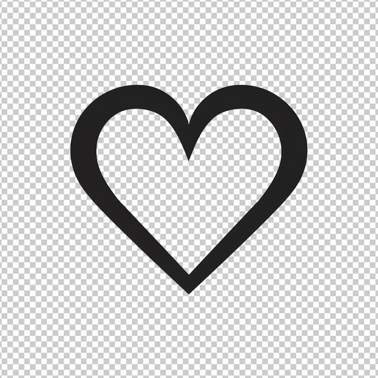 PSD cœur en contour noir de png
