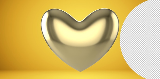 Coeur Doré Réaliste. Png Transparent Isolé. Fond De Carte De Voeux Saint Valentin. Icône 3d.