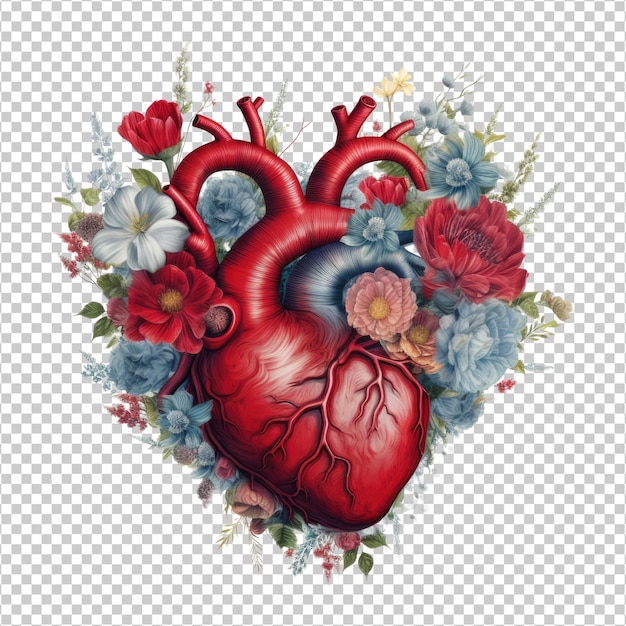 Coeur Avec Des Fleurs Isolé Sur Fond Transparent