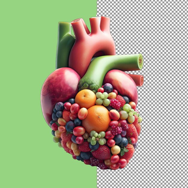 PSD cœur de fruit nutritif en forme humaine png