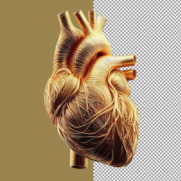 PSD cœur humain en or de luxe pour l'art médical png