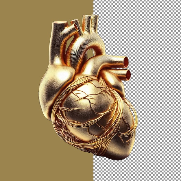 PSD cœur humain en or de luxe pour l'art médical png