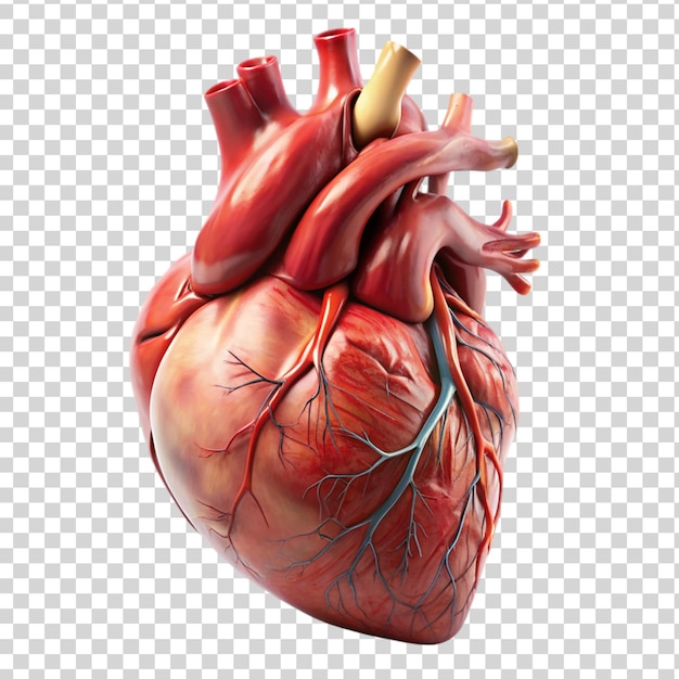PSD un cœur humain réaliste en 3d isolé sur un fond transparent