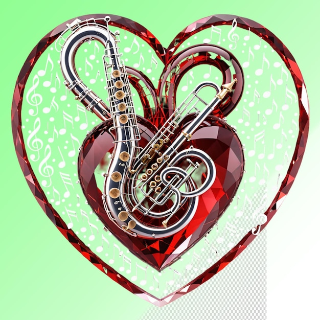 PSD un cœur avec un instrument de musique au milieu