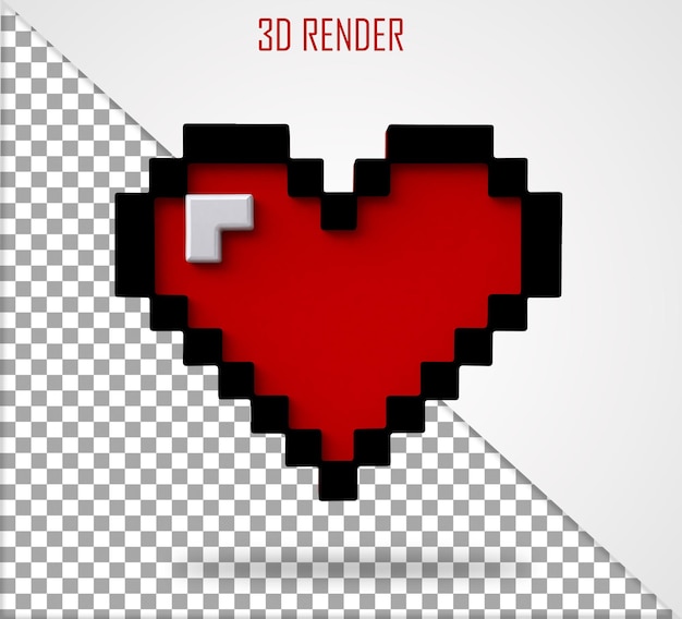 PSD coeur jeu illustration rendu 3d rouge et noir