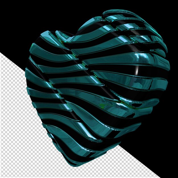 Coeur Noir Et Turquoise